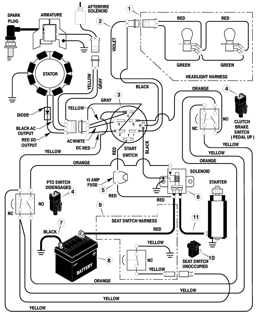 Electrical System Diagram and Parts List for 465610X99A 2003 Briggs and Stratton Lawn Tractor